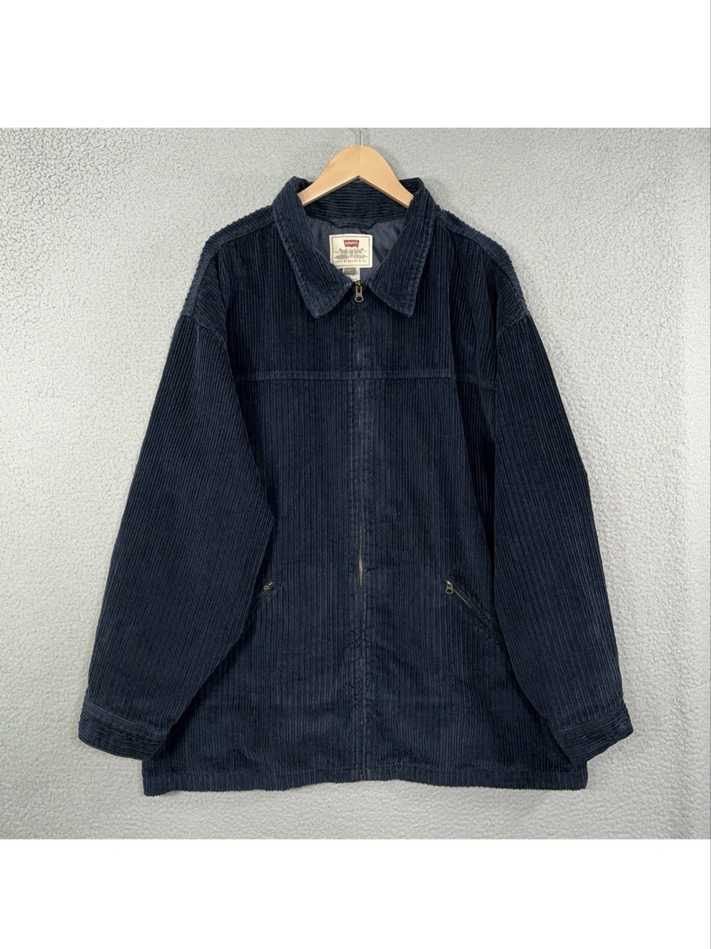 Rare Vtg Levi's Corduroy Navy Zip-up Jacket Oversized XL
